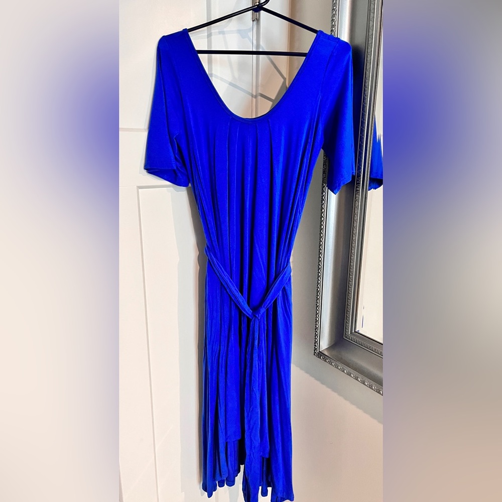 New - Petite LATCHED MAMA Pleated Nursing Dress - Cobalt blue